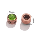 Perle cylindre en acier or rose 7,5mm avec strass vert pour la création de bijoux - J Or Rose