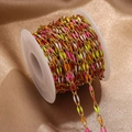 Cadena de acero inoxidable esmaltada multicolor dorada para creación de joyería DIY - 1m / Dorado-Multicolor