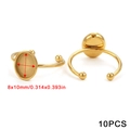 Set of 10 golden adjustable stainless steel ring bases with 8x10mm oval flat trays - Gold Oval
