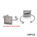 10-piece pack of silver stainless steel 10x10mm square flat base DIY ring blanks - Silver Square