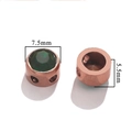 Perle en acier inoxydable rose doré avec strass vert et trous latéraux, taille 7,5 mm - L Or Rose