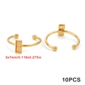 Golden stainless steel adjustable ring base with 3x7mm rectangle setting 10pcs pack - Gold Rectangle