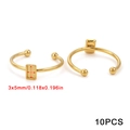 10-piece pack of gold-plated adjustable rings with 3x5mm rectangle flat base trays - Gold Rectangle