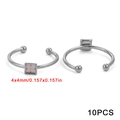 10pcs stainless steel open ring with 4mm square flat bezel cup for DIY jewelry - Silver Square