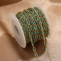 Chaîne ovale torsadée en acier doré avec émail turquoise sur bobine pour bijoux - 1m / Or Vert Clair