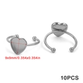10pcs silver heart-shaped adjustable stainless steel ring bases for DIY jewelry making - Silver Heart