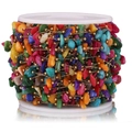 Handmade DIY necklace chain with multi-color stones on a gold stainless steel link spool - Gold-Multicolor