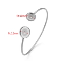 Gedetailleerd zicht op zilveren roestvrijstalen armband met 10mm en 12mm ronde DIY-zettingen - Zilveren Toon - Dubbele Trays