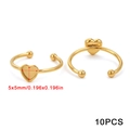 Set of 10 golden stainless steel heart-shaped 5x5mm DIY ring settings for jewelry making - Gold Heart