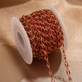 Chaîne dorée en acier inoxydable avec émail rouge sur une bobine blanche - 1m / Or - Rouge