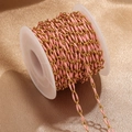 Chaîne ovale dorée avec émail rose sur bobine blanche pour la création de bijoux DIY - 1m / Or-Rose