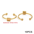 10-piece set of adjustable gold-plated stainless steel ring base blanks for DIY jewelry - Gold Square