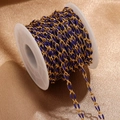 Chaîne ovale torsadée dorée avec émail bleu marine sur bobine pour création de bijoux - 1m / Or-Bleu Foncé