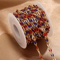 Rouleau de chaîne en acier doré avec émail rouge blanc bleu pour bijoux faits main - 1m / Or-Couleur Mixte