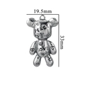 Vintage stainless steel bear pendant featuring PEACE and LOVE engravings and a 3D design - Large Graffiti Bear