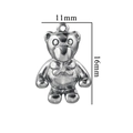 Vintage 3D teddy bear pendant in silver stainless steel, sized 11mm by 16mm - Sitting Bear