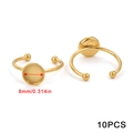 10 pieces of adjustable gold plated ring bases with 8mm flat pad for DIY jewelry - Gold Round