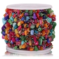 Colorful irregular stone beads chain for DIY jewelry making on a white spool - Steel-Multicolor