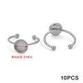 10-piece set of S925 silver adjustable ring base settings with 8mm flat tray for DIY - Silver Round