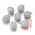 Macro view of 3D durian-shaped stainless steel charms with dimensions 15mm by 10.5mm - Large / Steel