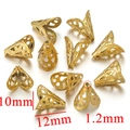 Golden filigree cone bead cap for DIY jewelry making 10mm height and 12mm width - Single Piece / Gold-Short