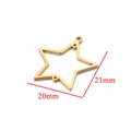Golden stainless steel star earring connector for DIY jewelry making 20mm x 21mm - Gold Star Large