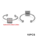10-piece pack of silver stainless steel 6x6mm square tray open ring base for DIY jewelry - Silver Square