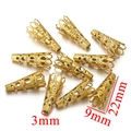 Golden hollow cone bead caps for jewelry making, 22mm length with 9mm wide base - Single Piece / Gold-Long