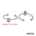 Set of 10 silver polished stainless steel 3x5mm rectangular ring base components - Silver Rectangle