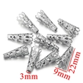 Vintage silver stainless steel hollow floral cone bead caps for DIY jewelry making 22mm - Single Piece / Steel Color-Long