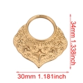 Golden fan-shaped stainless steel pendant with embossed dots and star patterns, 34mm - Gold-Leaf Ring