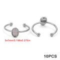 Silver adjustable stainless steel ring base with 5x7mm oval tray for jewelry DIY - Silver Oval