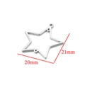 Connecteur de boucle d'oreille étoile en acier inoxydable de 20 mm sur 21 mm - Étoile Argent Petite