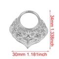 Silver stainless steel fan-shaped pendant with embossed star and bead textures - Silver-Leaf Ring