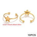 Golden star open ring component made of polished stainless steel for DIY jewelry - Gold - Star