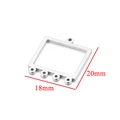 Connecteur boucles d'oreilles rectangle en acier inox avec 5 boucles DIY 20x18mm - Carré Argent Petit