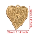 Golden stainless steel heart pendant with embossed texture and polished center detail - Gold-Twisted Heart