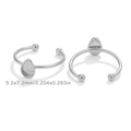 Polished silver stainless steel open ring blank with 5.2x7.2mm teardrop base - Steel Color Teardrop