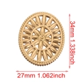 Pendentif ovale en acier inoxydable doré avec motif floral en relief 34mm - Or-Ovale