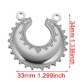 Pendentif demi-lune argenté avec bordure perlée et annotations de dimensions précises - Argent Double Trou
