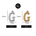 Letter G stainless steel charm in gold and steel colors with textured surface for DIY jewelry - Letter G