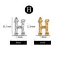 Bamboo texture letter H pendant in gold and silver finish for DIY jewelry crafting - Letter H
