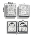 Silver book locket pendant with tree of life design and Greek key border details - Tree of Life Greek Key Book (27-C22)