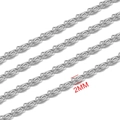 2mm silver stainless steel twisted link chain for DIY jewelry making accessories - 1m Length / Steel