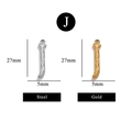 Letter J charms in gold and steel finish with bark texture, 27mm height for DIY jewelry - Letter J