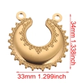Pendentif demi-lune en acier inoxydable doré avec bord perlé et deux trous de suspension - Or Double Trou