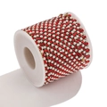 Cadena de garras dorada con cristales rojos y perlas blancas para decoración de ropa - Rojo