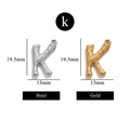 Bamboo style letter K pendant in steel and gold finish, stainless steel DIY jewelry - Letter K