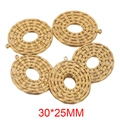 Lot de 5 breloques rondes dorées 30x25mm en acier inoxydable avec texture tressée - Or-Tissé
