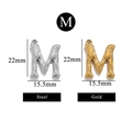 Letter M stainless steel pendant charms in steel and gold finishes for DIY jewelry - Letter M